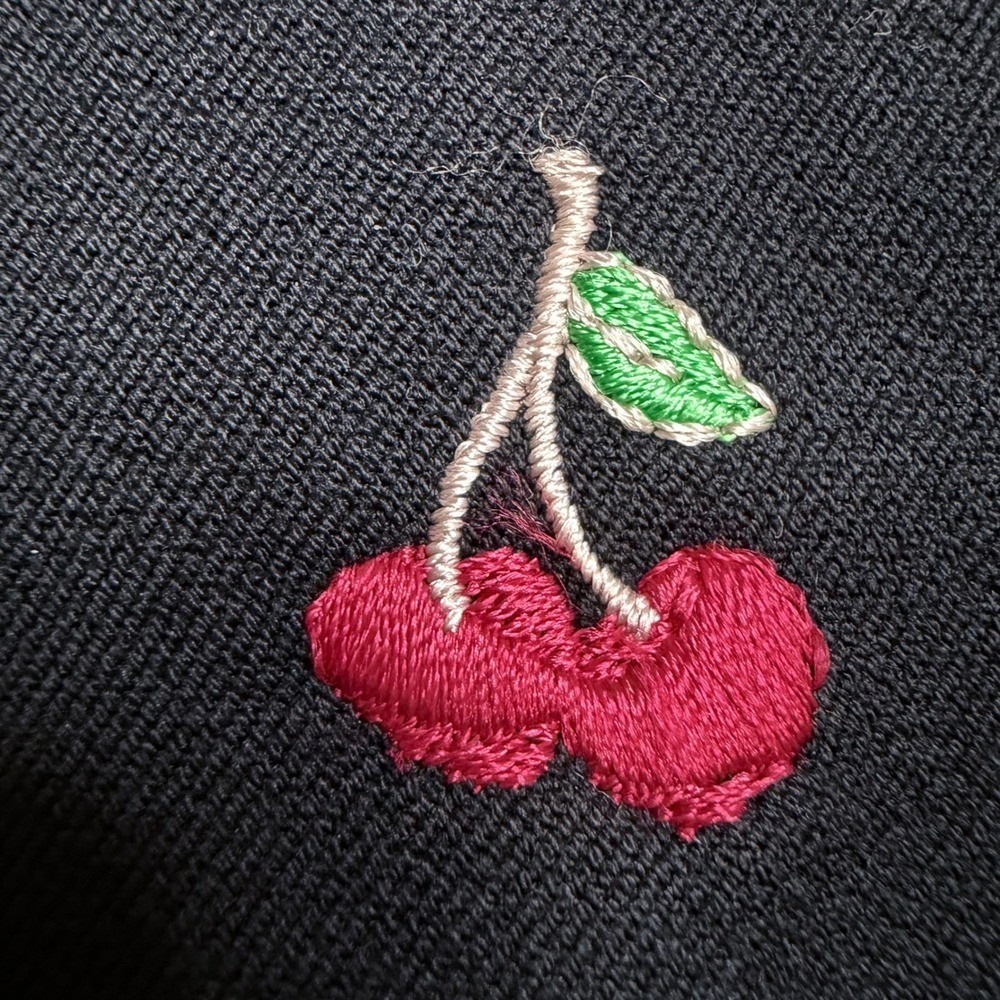 St John Sport Marie Gray Navy Blue Embroidered Cherry Zip Up Jacket Size M - Picture 4 of 10